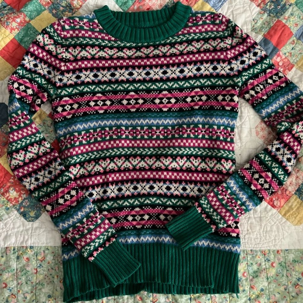 J. Crew Cotton Fair Isle Sweater -- XXS